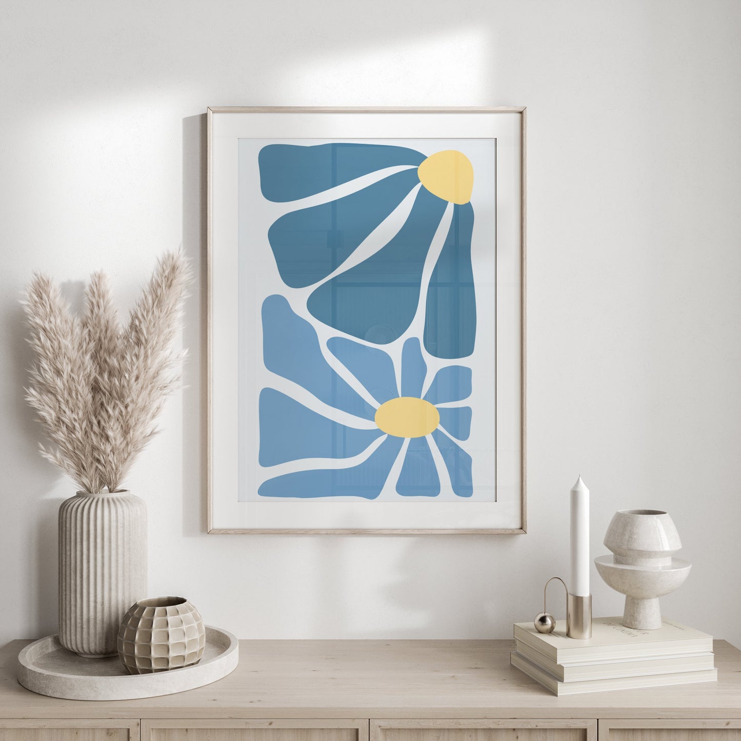 Premium Poster of Modern Geometric Blue and Yellow Abstract Art Posters