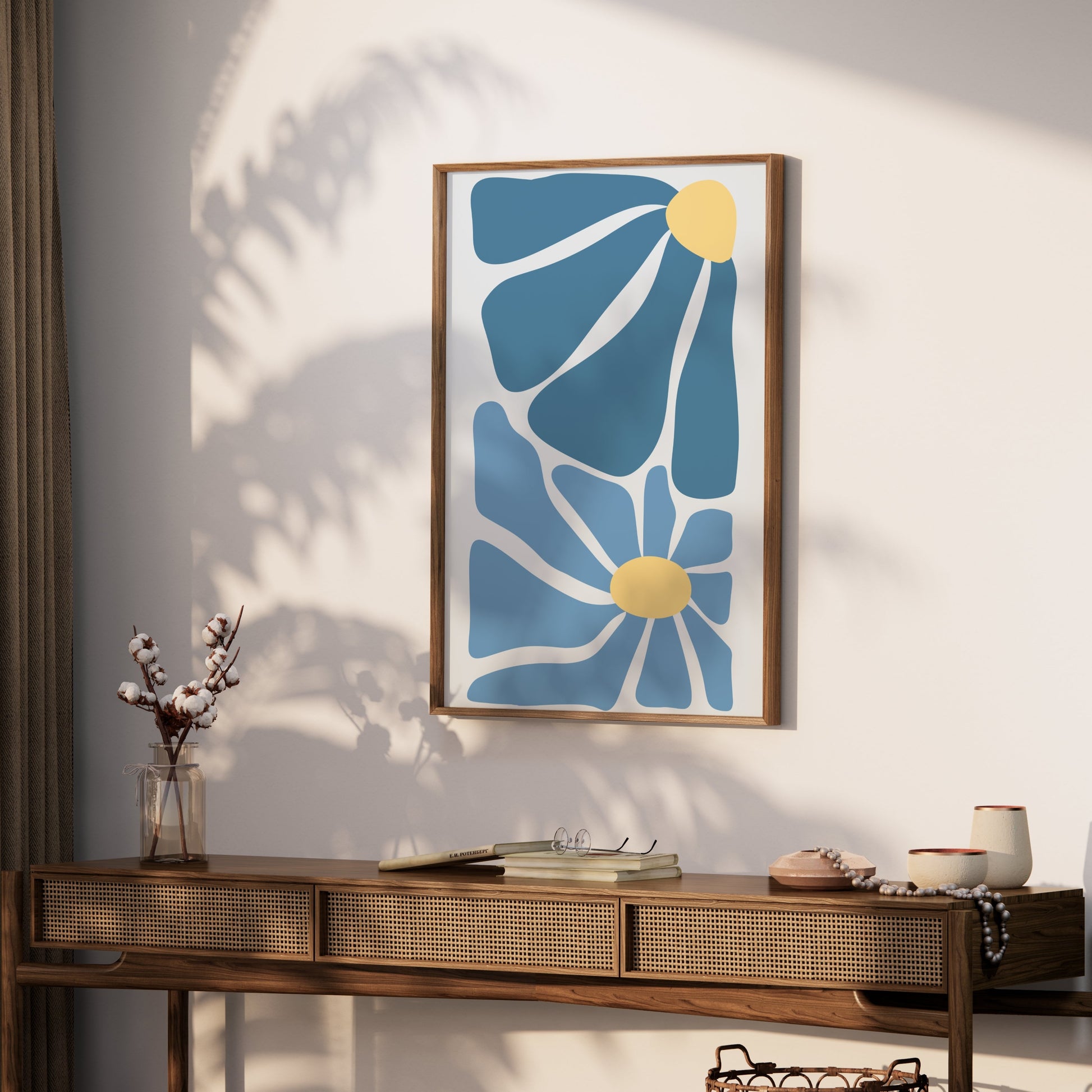 Premium Poster of Modern Geometric Blue and Yellow Abstract Art Posters