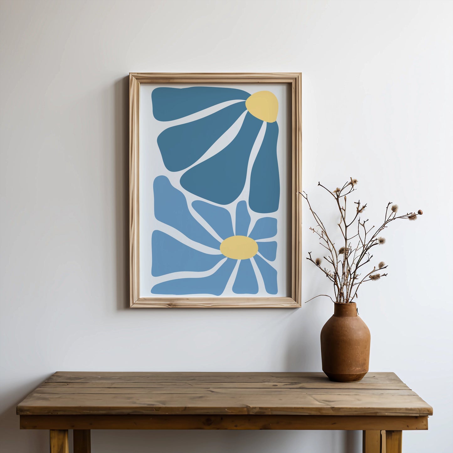 Premium Poster of Modern Geometric Blue and Yellow Abstract Art Posters