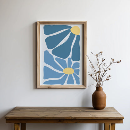 Premium Poster of Modern Geometric Blue and Yellow Abstract Art Posters