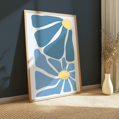Premium Poster of Modern Geometric Blue and Yellow Abstract Art Posters