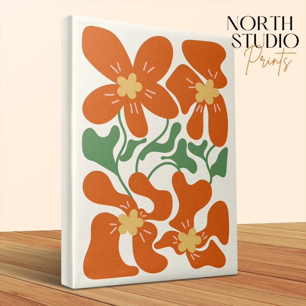 Premium Poster of Modern Minimalist Red Flower Artwork Canvas Wraps