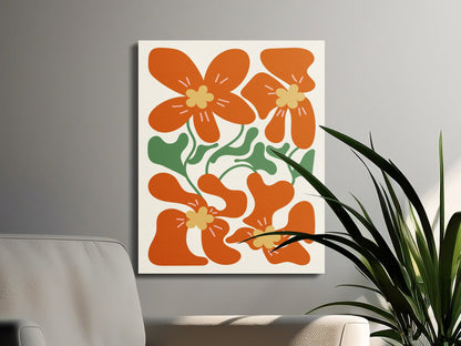 Premium Poster of Modern Minimalist Red Flower Artwork Canvas Wraps