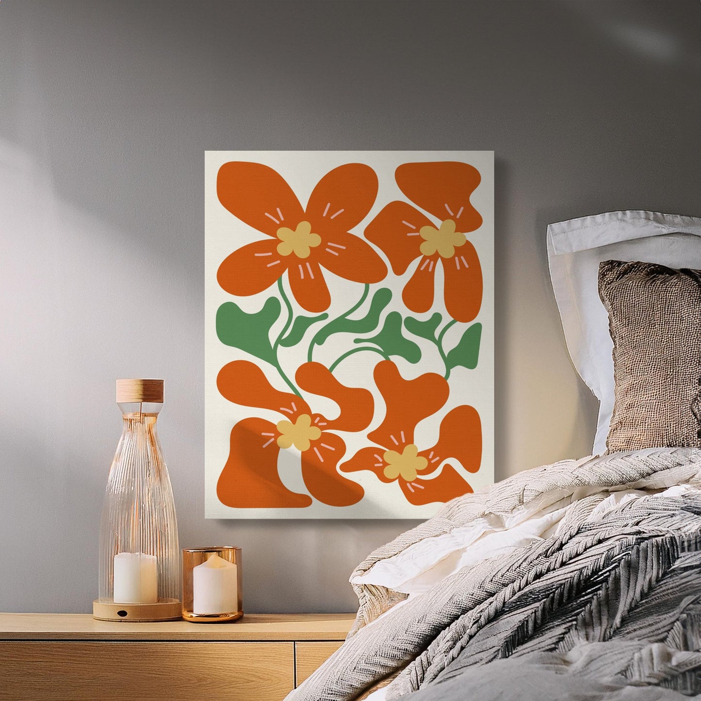 Premium Poster of Modern Minimalist Red Flower Artwork Canvas Wraps