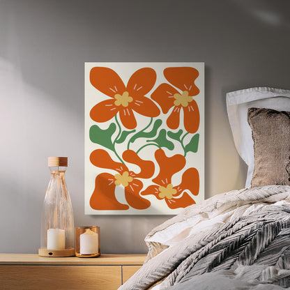 Premium Poster of Modern Minimalist Red Flower Artwork Canvas Wraps