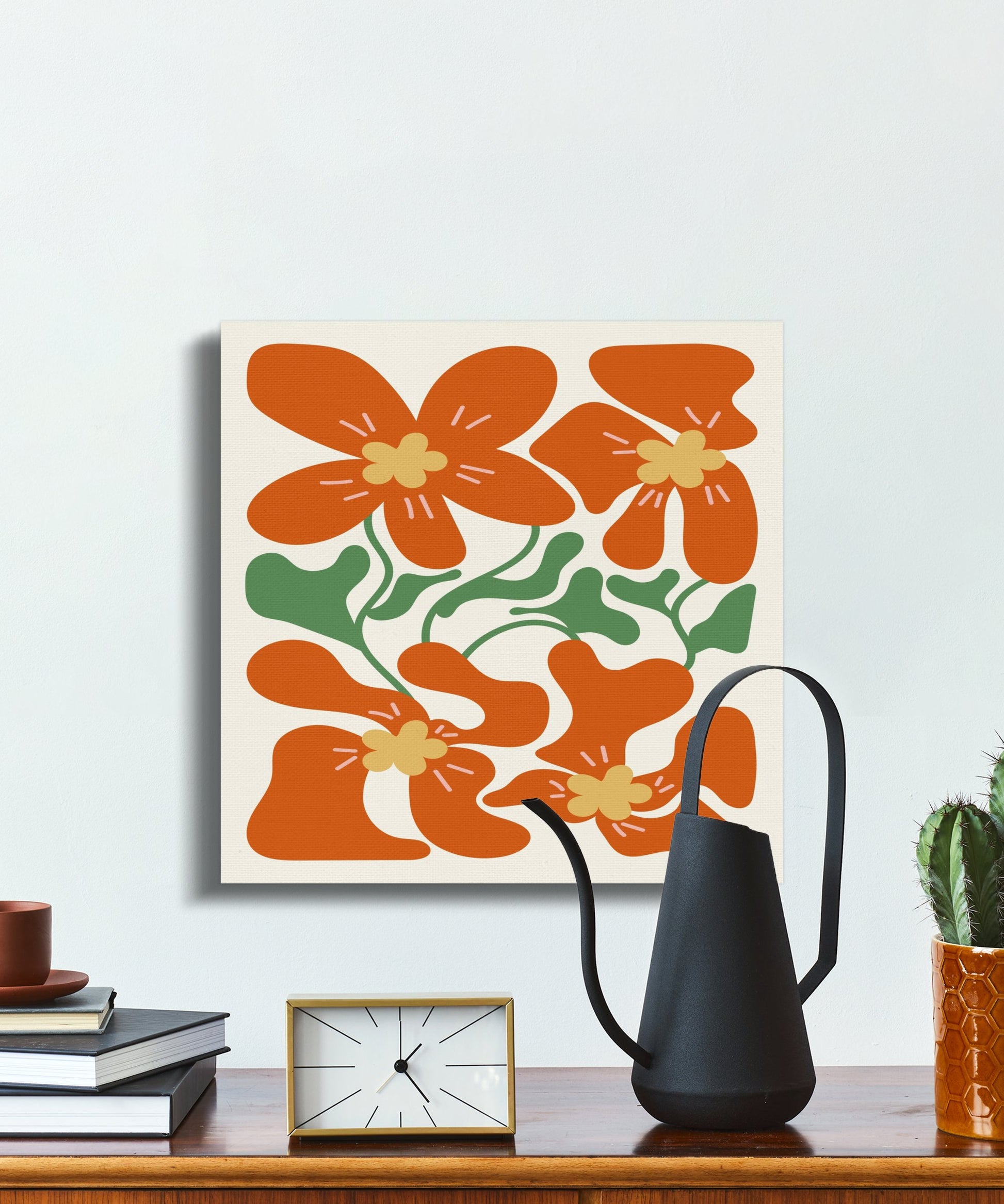 Premium Poster of Modern Minimalist Red Flower Artwork Canvas Wraps