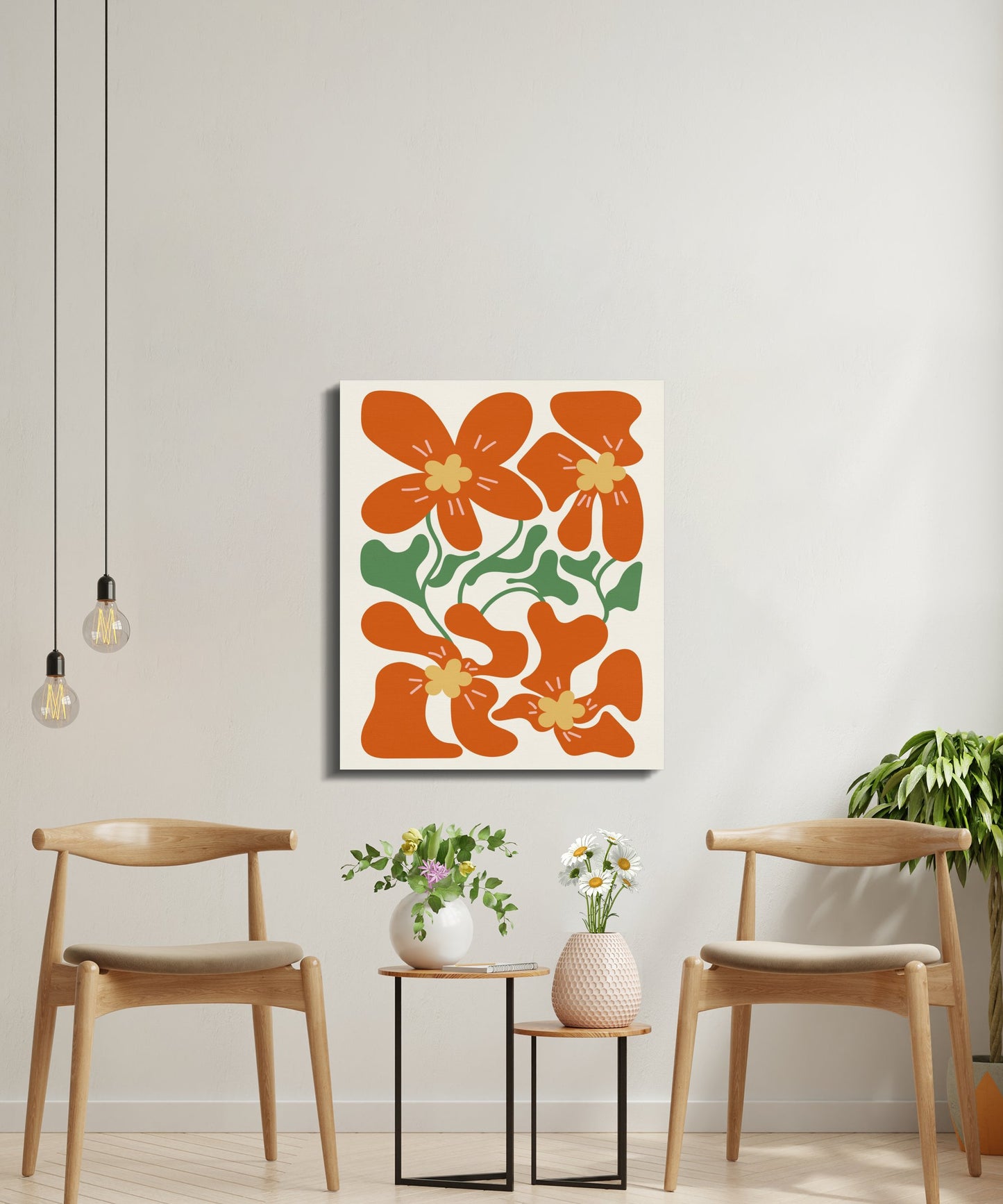 Premium Poster of Modern Minimalist Red Flower Artwork Canvas Wraps