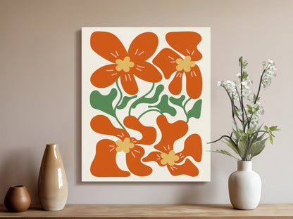 Premium Poster of Modern Minimalist Red Flower Artwork Canvas Wraps