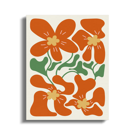 Premium Poster of Modern Minimalist Red Flower Artwork Canvas Wraps