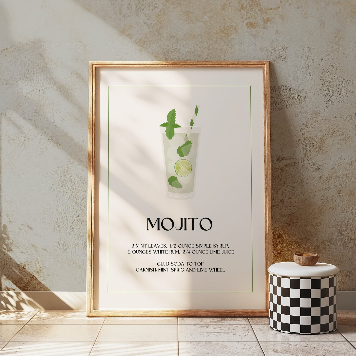 Premium Poster of Mojito Recipe Art Print Wall Decor Kitchen Posters