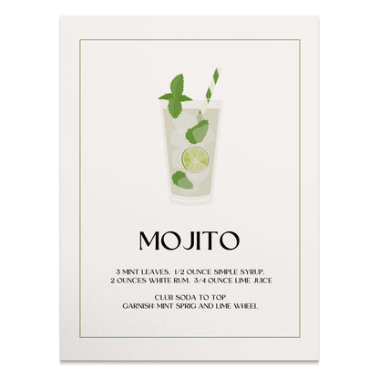 Premium Poster of Mojito Recipe Art Print Wall Decor Kitchen Posters
