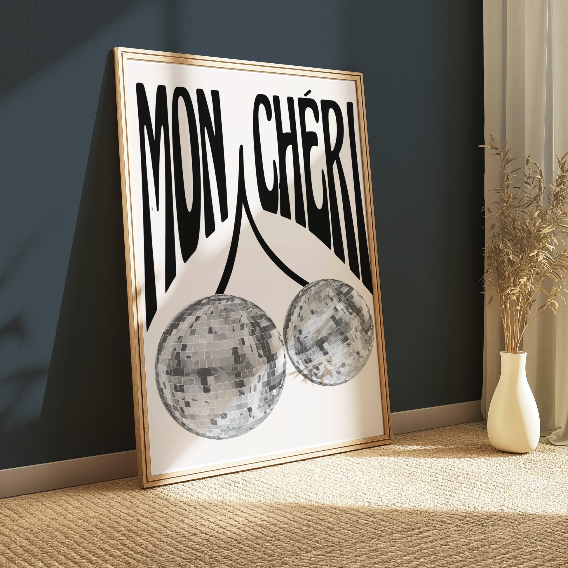 Premium Poster of Mon Cheri Disco Ball Art Aesthetic Minimalist Wall Posters