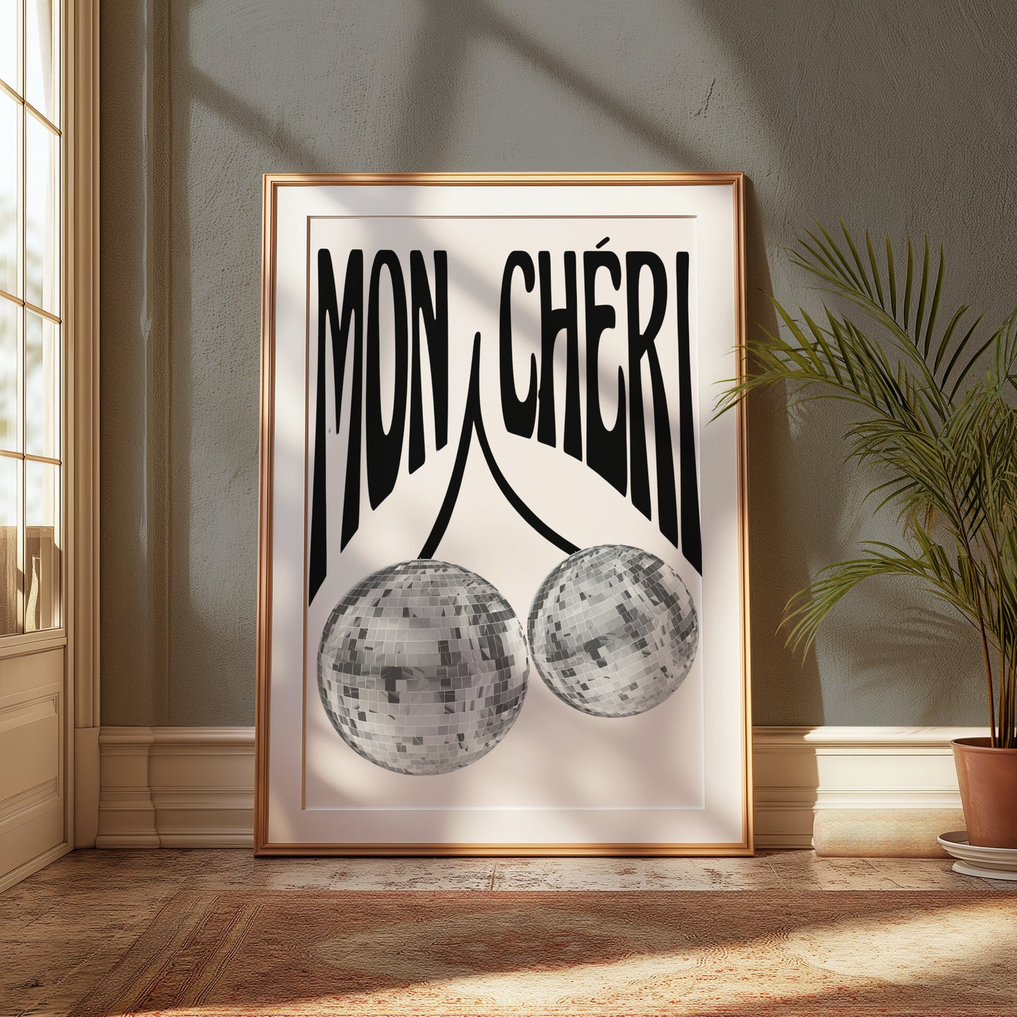 Premium Poster of Mon Cheri Disco Ball Art Aesthetic Minimalist Wall Posters