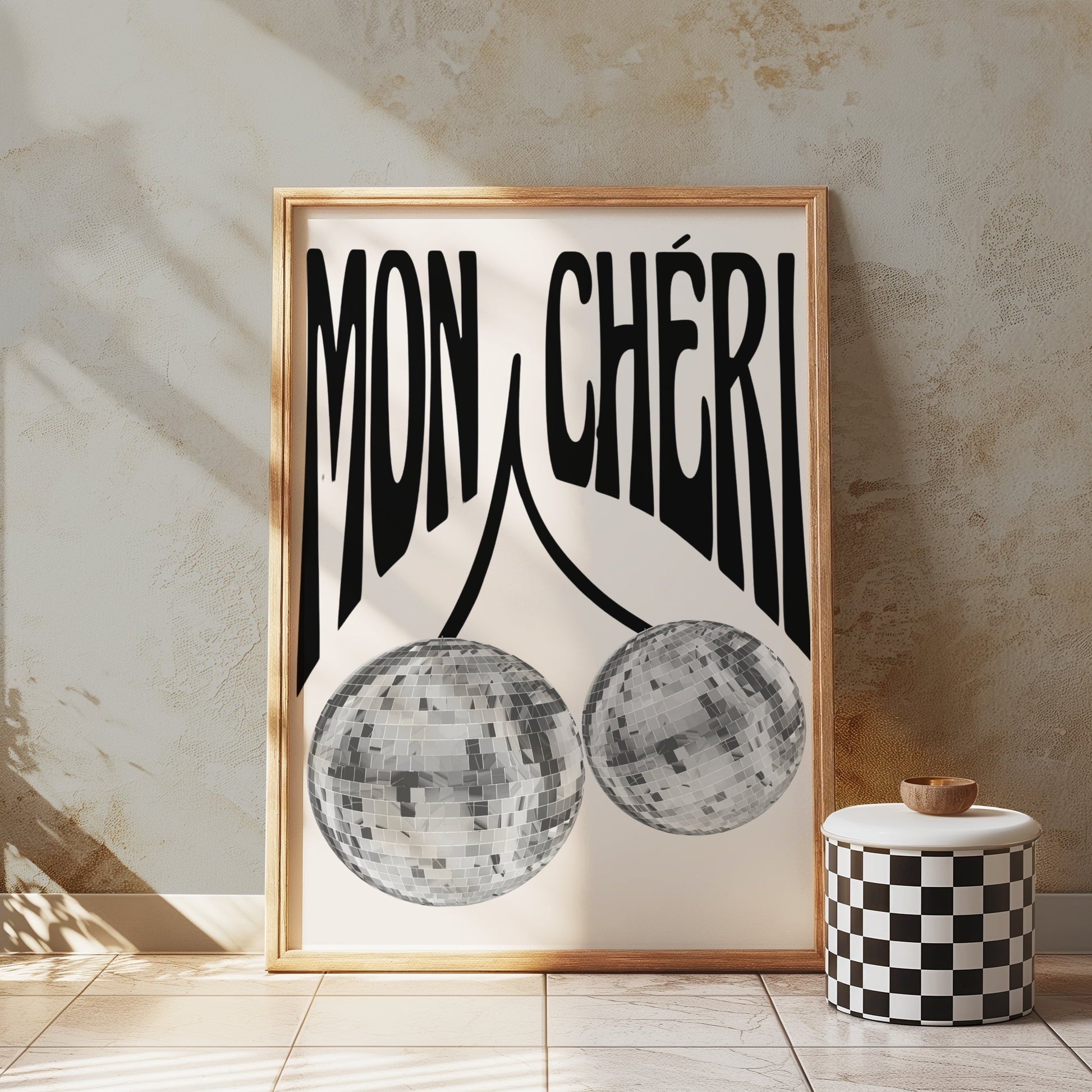 Premium Poster of Mon Cheri Disco Ball Art Aesthetic Minimalist Wall Posters