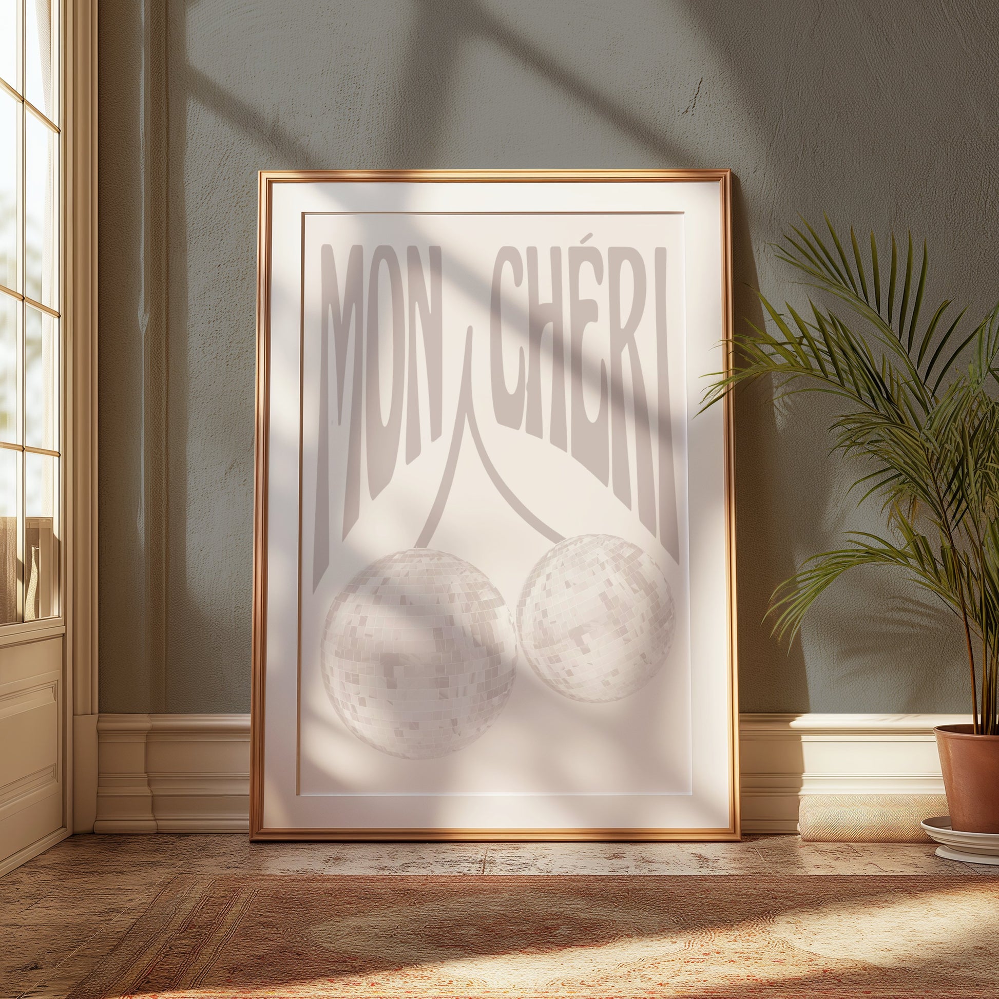Premium Poster of Mon Cheri Disco Ball Art Poster Retro Style Posters