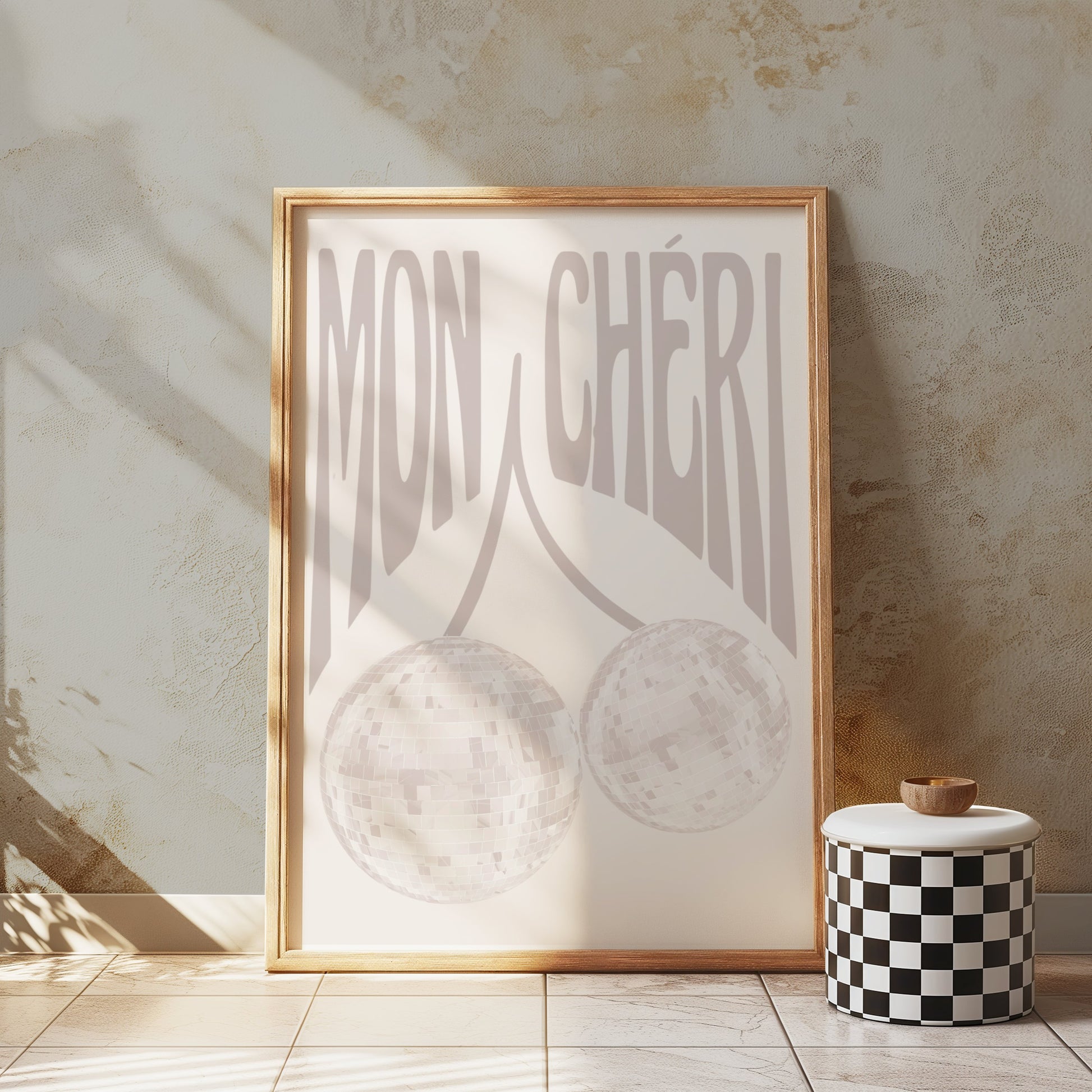 Premium Poster of Mon Cheri Disco Ball Art Poster Retro Style Posters