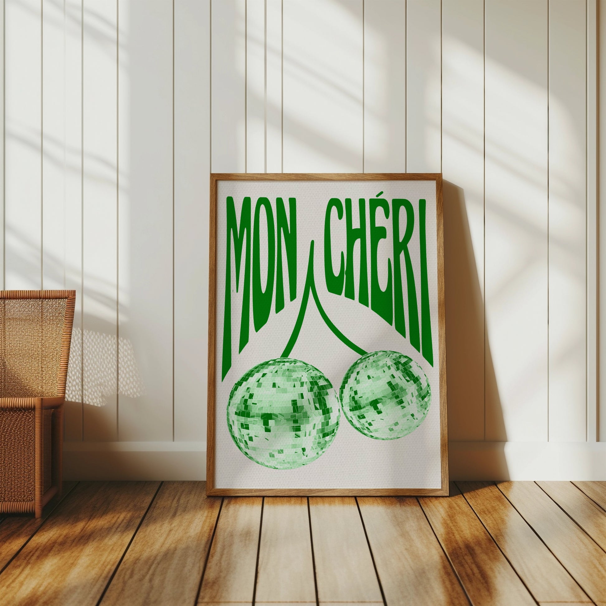 Premium Poster of Mon Chéri Disco Balls Wall Art Green Themed Posters