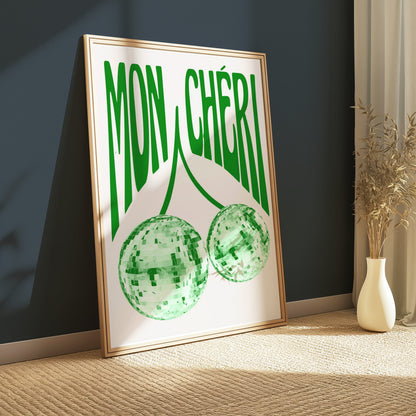 Premium Poster of Mon Chéri Disco Balls Wall Art Green Themed Posters