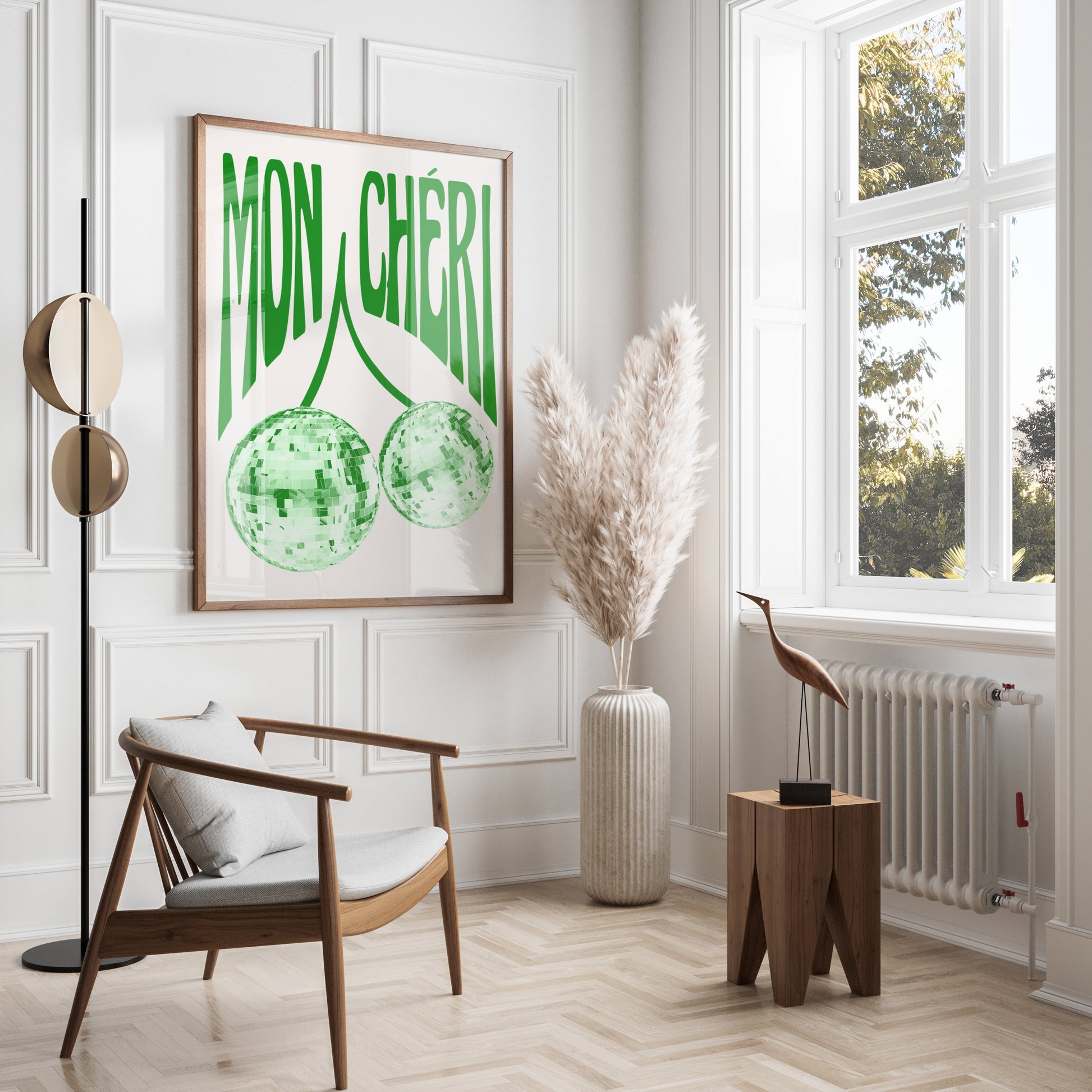 Premium Poster of Mon Chéri Disco Balls Wall Art Green Themed Posters