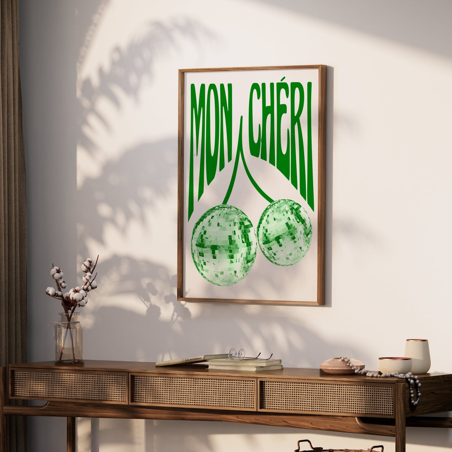 Premium Poster of Mon Chéri Disco Balls Wall Art Green Themed Posters