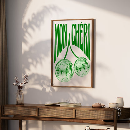 Premium Poster of Mon Chéri Disco Balls Wall Art Green Themed Posters