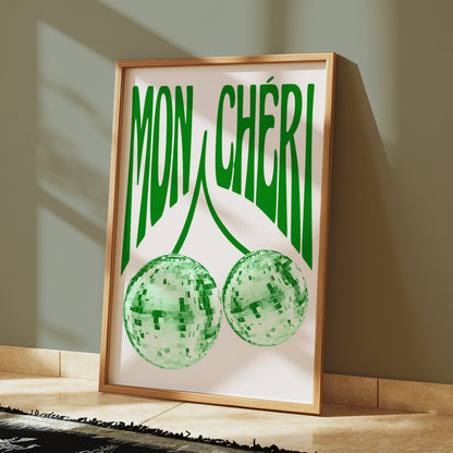 Premium Poster of Mon Chéri Disco Balls Wall Art Green Themed Posters