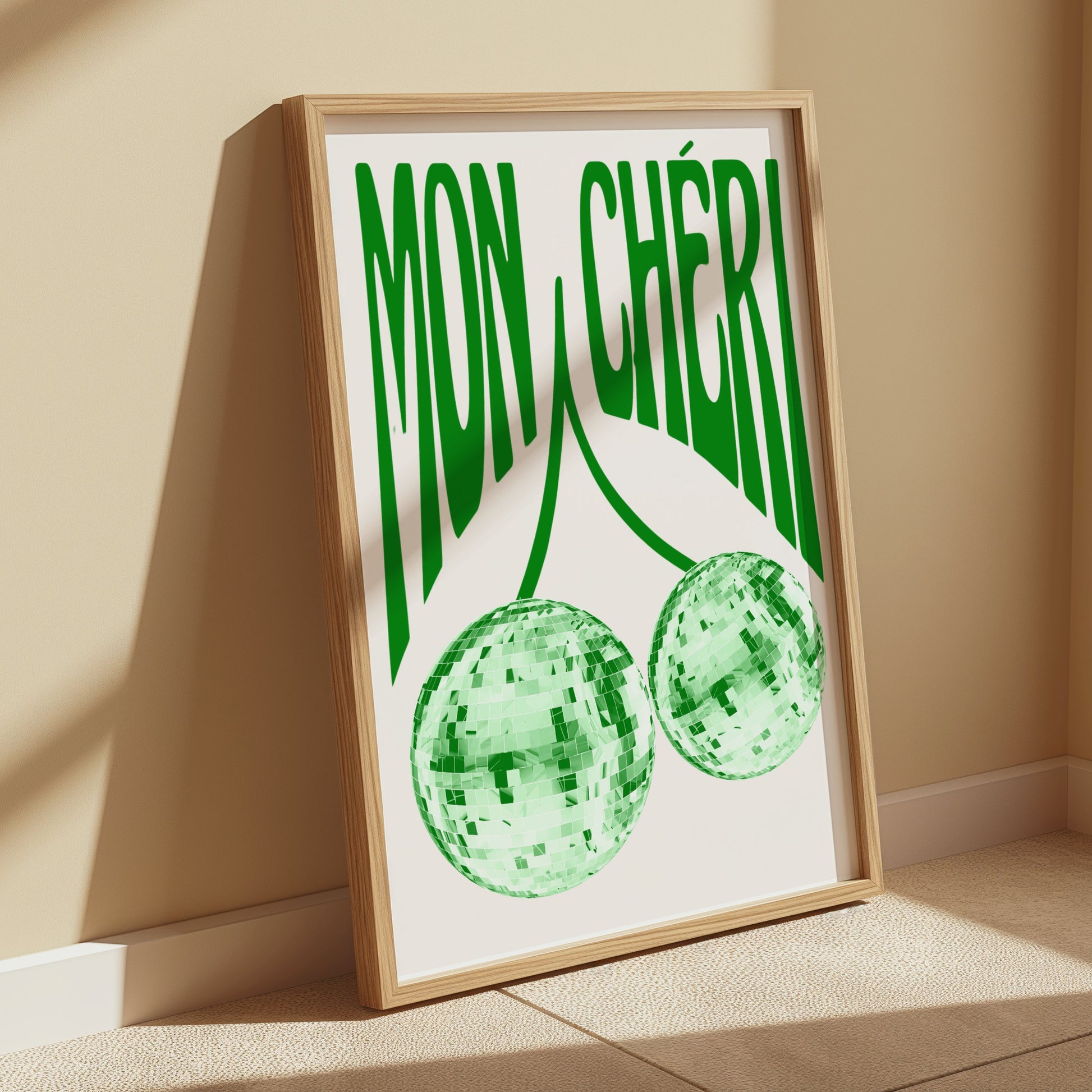 Premium Poster of Mon Chéri Disco Balls Wall Art Green Themed Posters