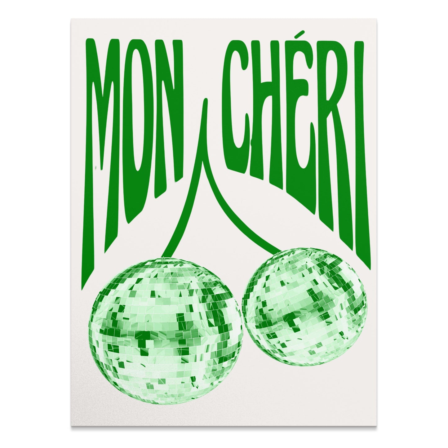 Premium Poster of Mon Chéri Disco Balls Wall Art Green Themed Posters
