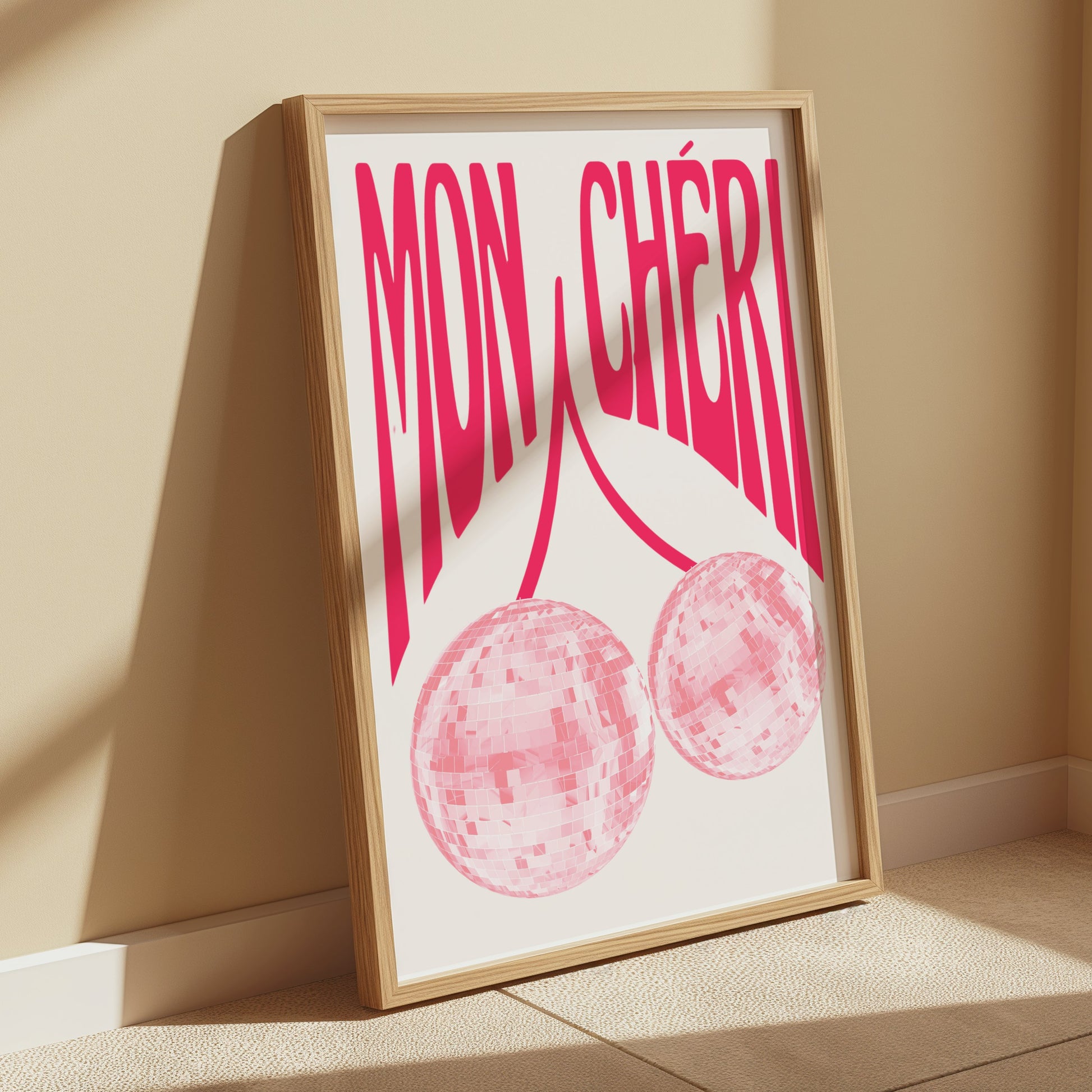 Premium Poster of Mon Chéri Pink Disco Ball Art Wall Decor Posters