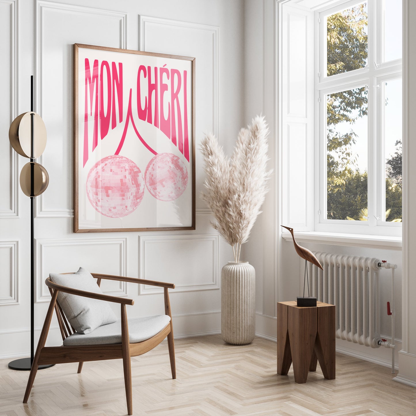 Premium Poster of Mon Chéri Pink Disco Ball Art Wall Decor Posters