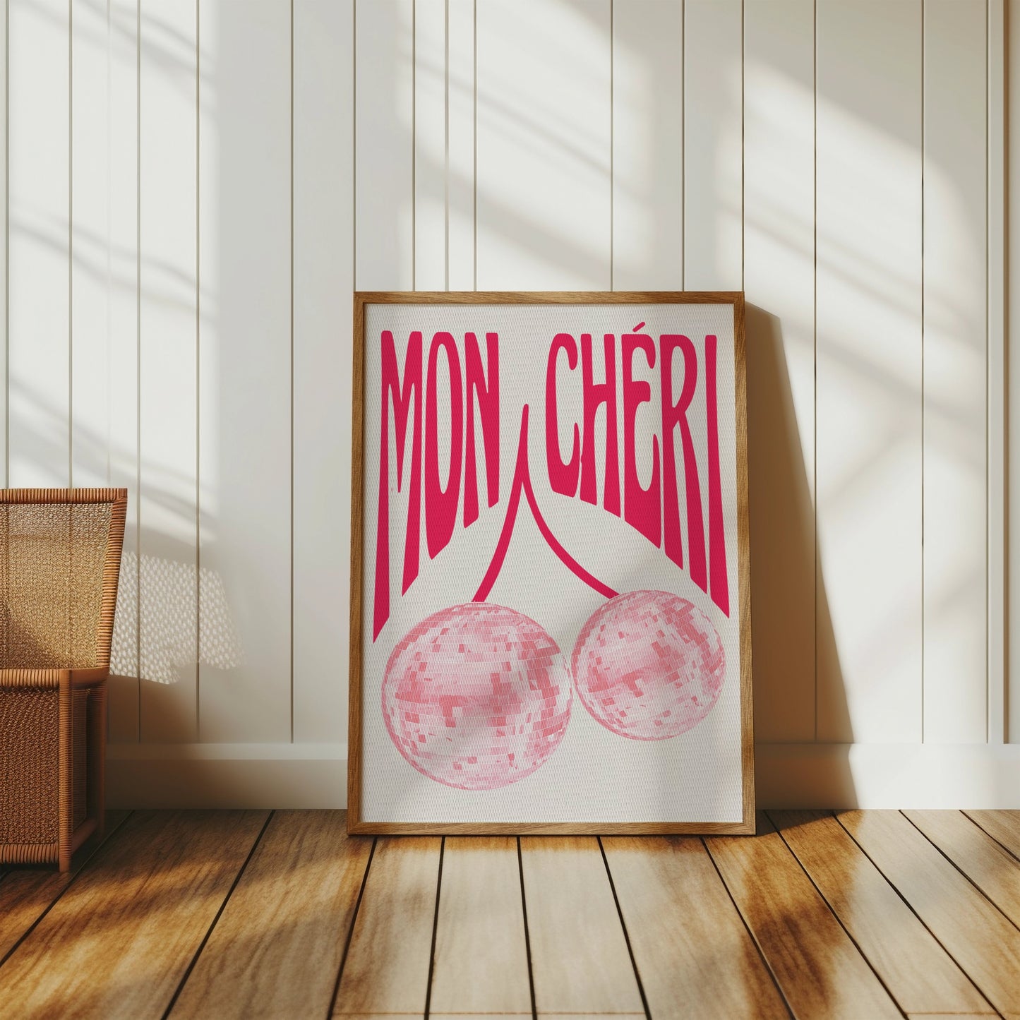 Premium Poster of Mon Chéri Pink Disco Ball Art Wall Decor Posters