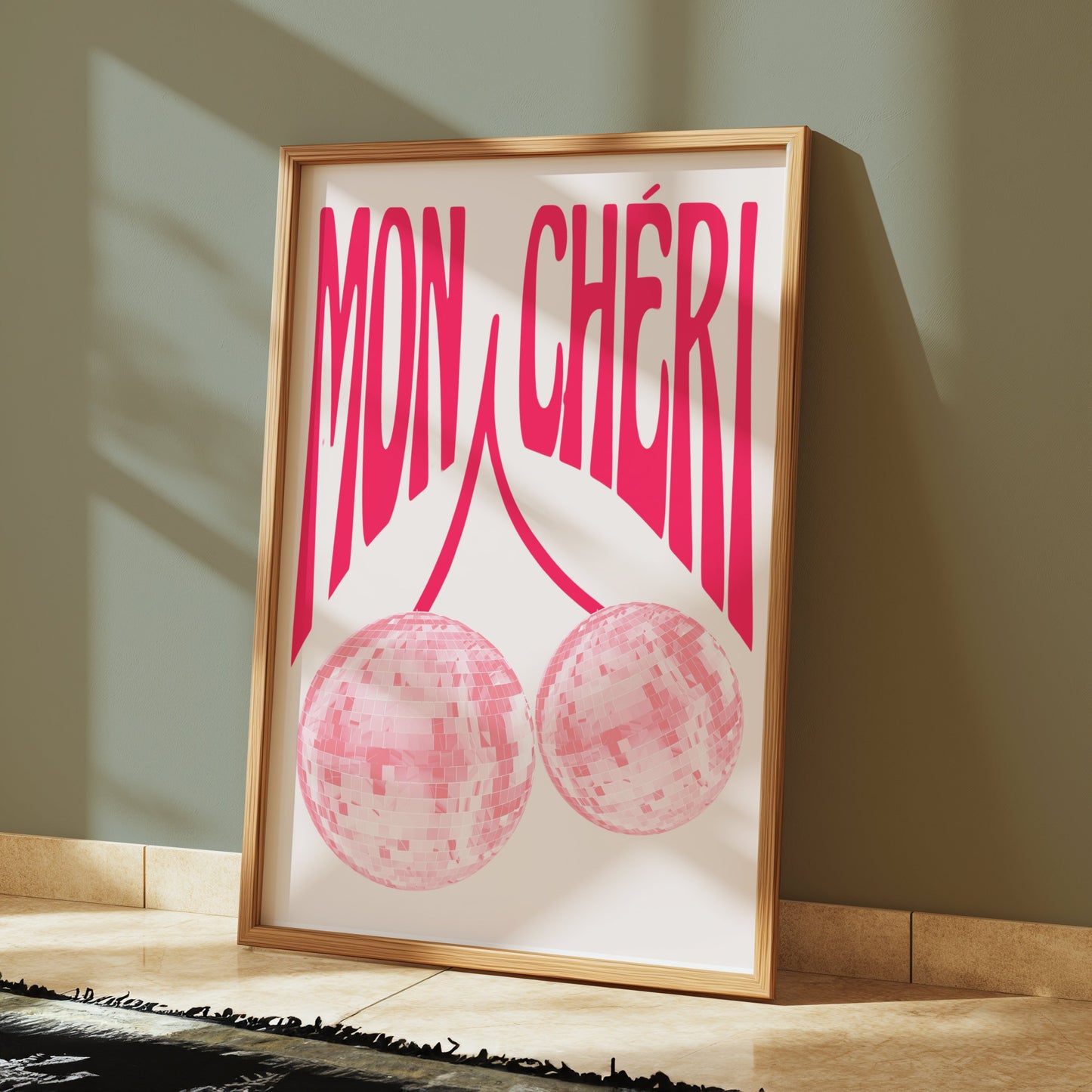 Premium Poster of Mon Chéri Pink Disco Ball Art Wall Decor Posters