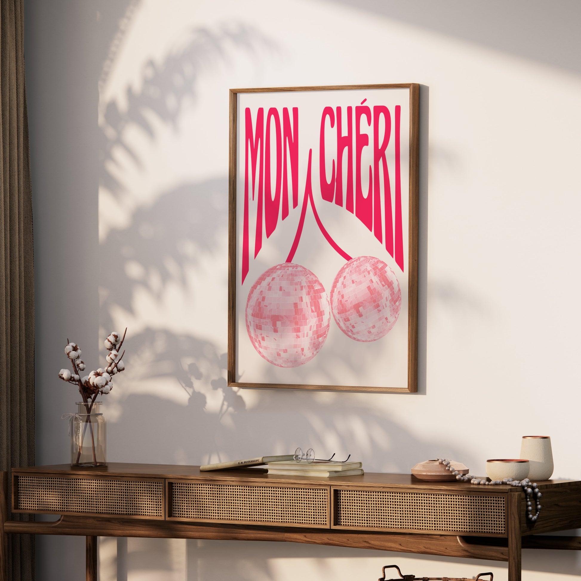 Premium Poster of Mon Chéri Pink Disco Ball Art Wall Decor Posters