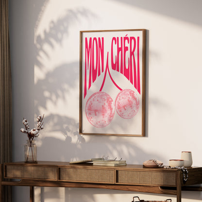Premium Poster of Mon Chéri Pink Disco Ball Art Wall Decor Posters