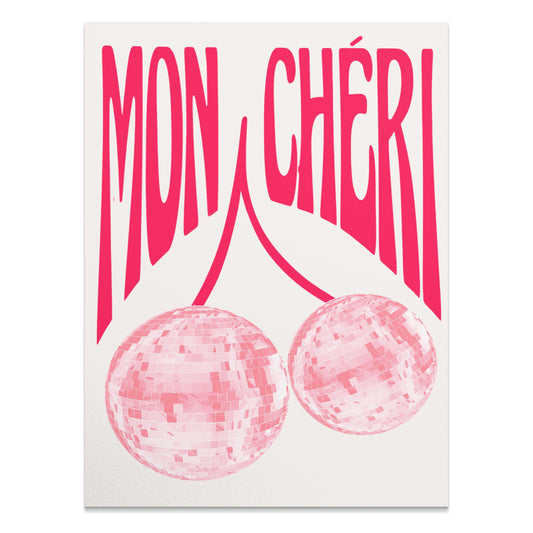 Premium Poster of Mon Chéri Pink Disco Ball Art Wall Decor Posters