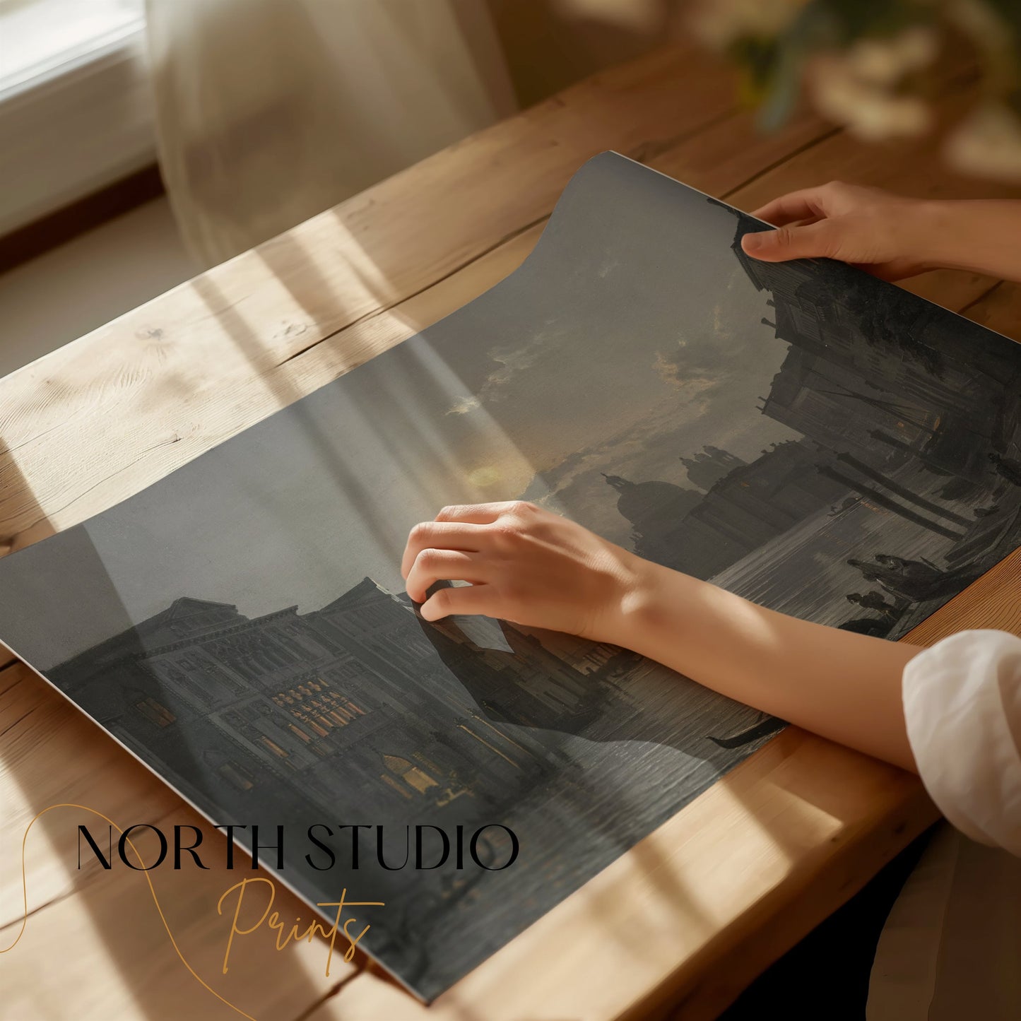 Premium Poster of Moonlit Venetian Canal Scenic Art Print Posters
