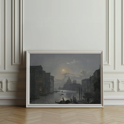 Premium Poster of Moonlit Venetian Canal Scenic Art Print Posters