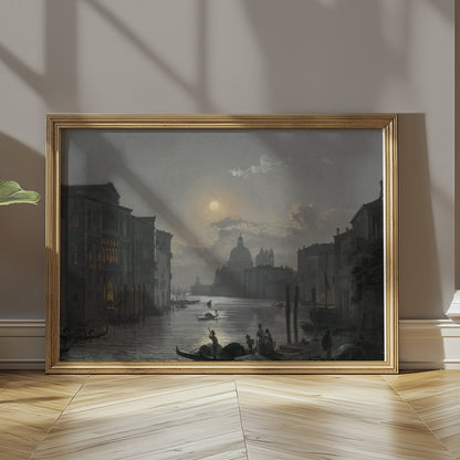 Premium Poster of Moonlit Venetian Canal Scenic Art Print Posters