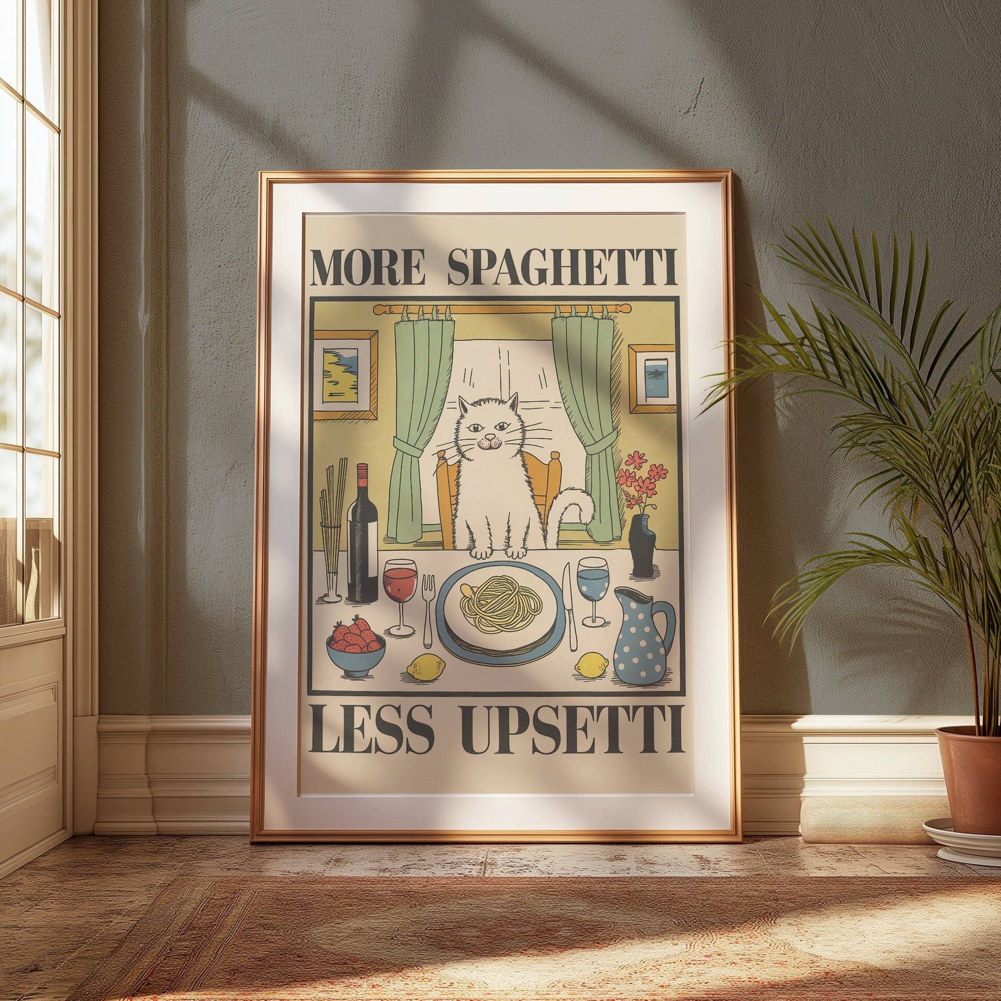 Premium Poster of More Spaghetti Less Upsetti Cat Art Posters