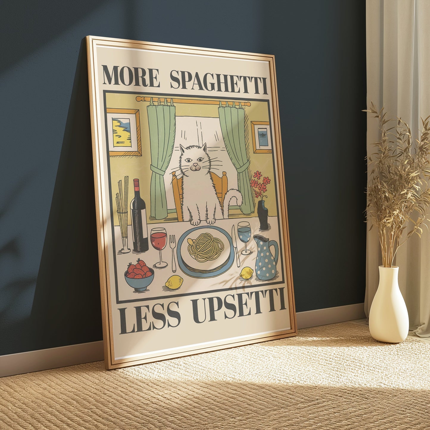 Premium Poster of More Spaghetti Less Upsetti Cat Art Posters
