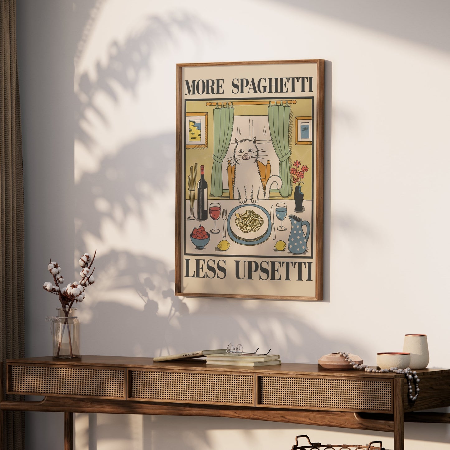 Premium Poster of More Spaghetti Less Upsetti Cat Art Posters