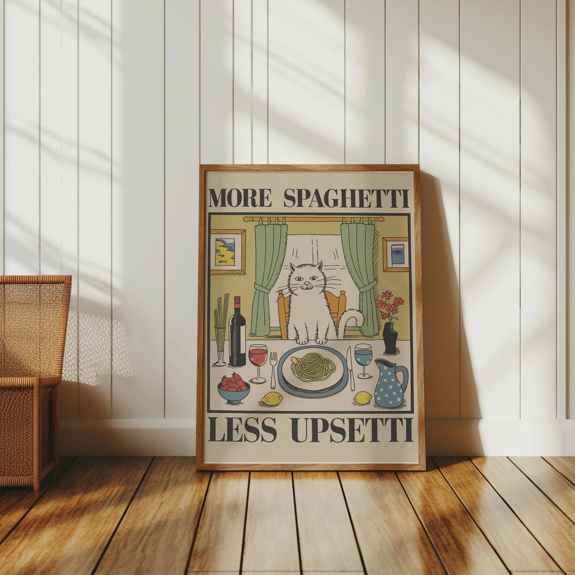 Premium Poster of More Spaghetti Less Upsetti Cat Art Posters