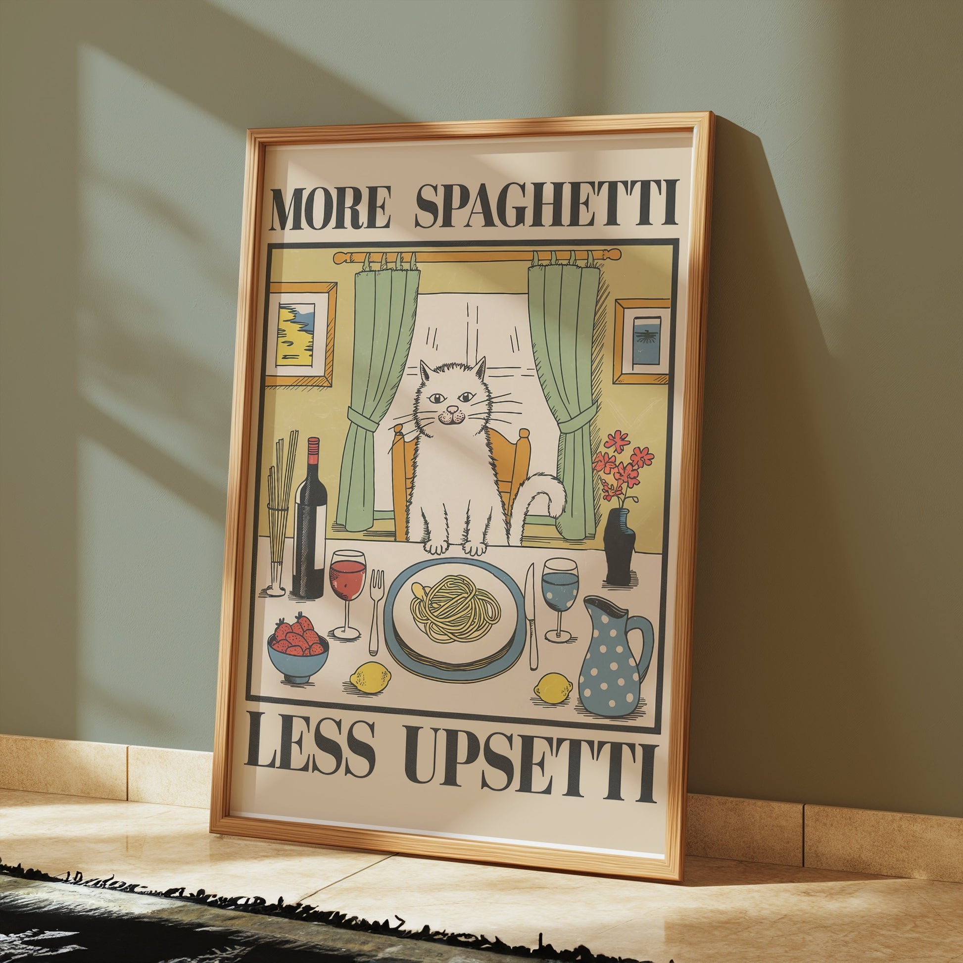 Premium Poster of More Spaghetti Less Upsetti Cat Art Posters