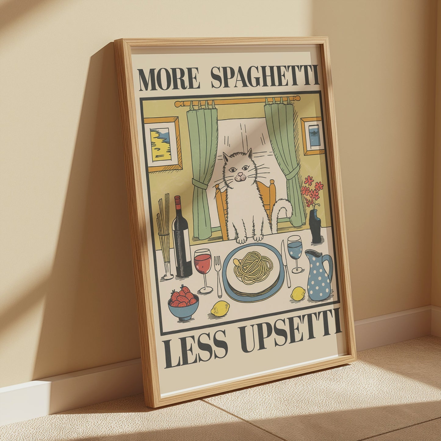 Premium Poster of More Spaghetti Less Upsetti Cat Art Posters