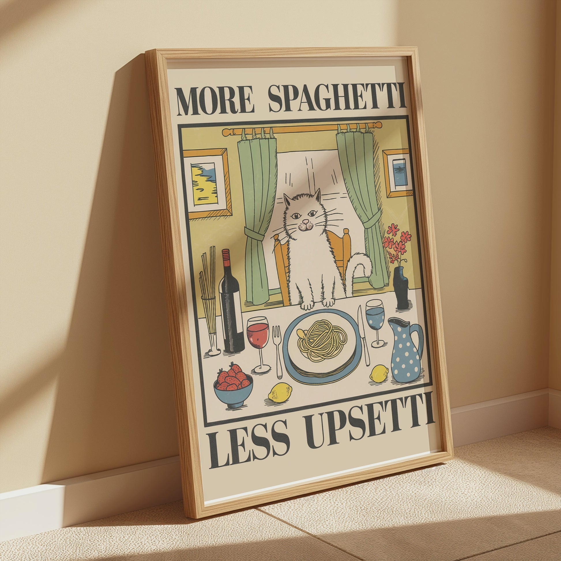 Premium Poster of More Spaghetti Less Upsetti Cat Art Posters