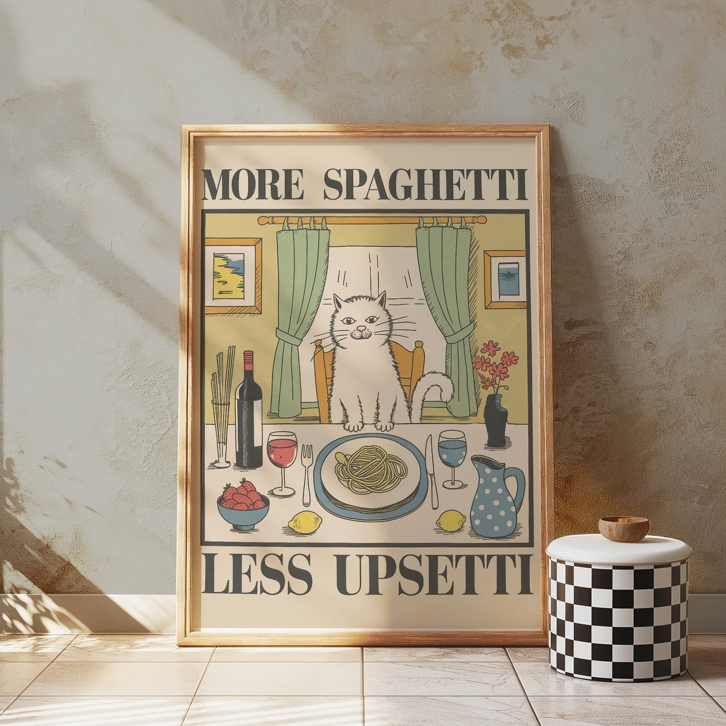 Premium Poster of More Spaghetti Less Upsetti Cat Art Posters