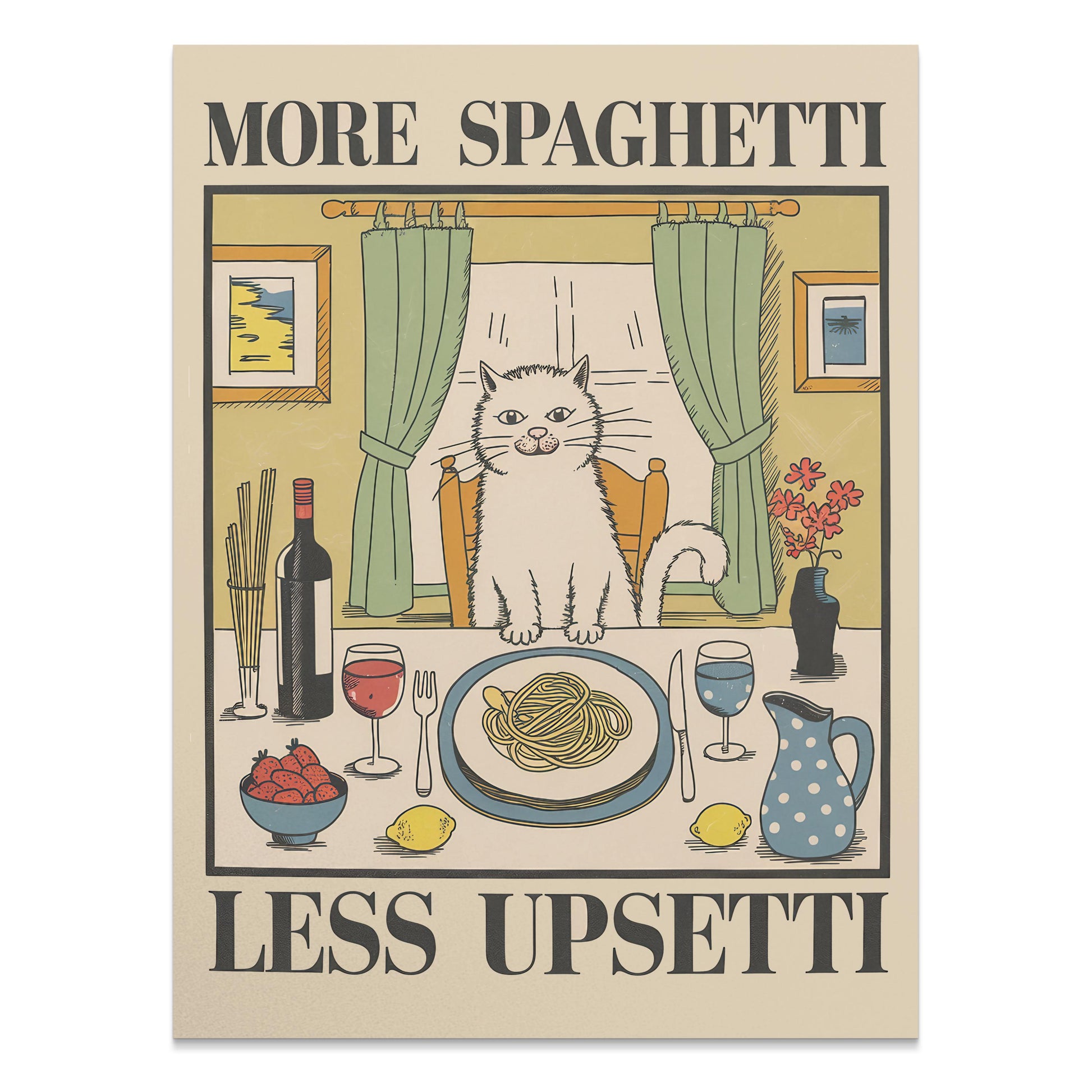 Premium Poster of More Spaghetti Less Upsetti Cat Art Posters