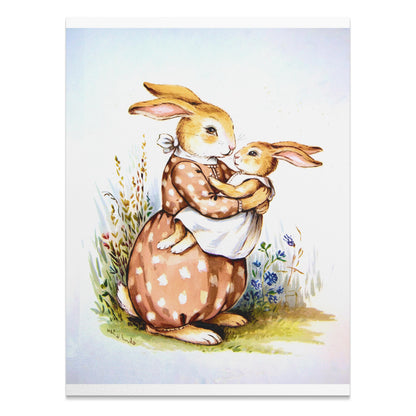 Premium Poster of Mother Bunny Holding Baby Bunny Artwork Posters