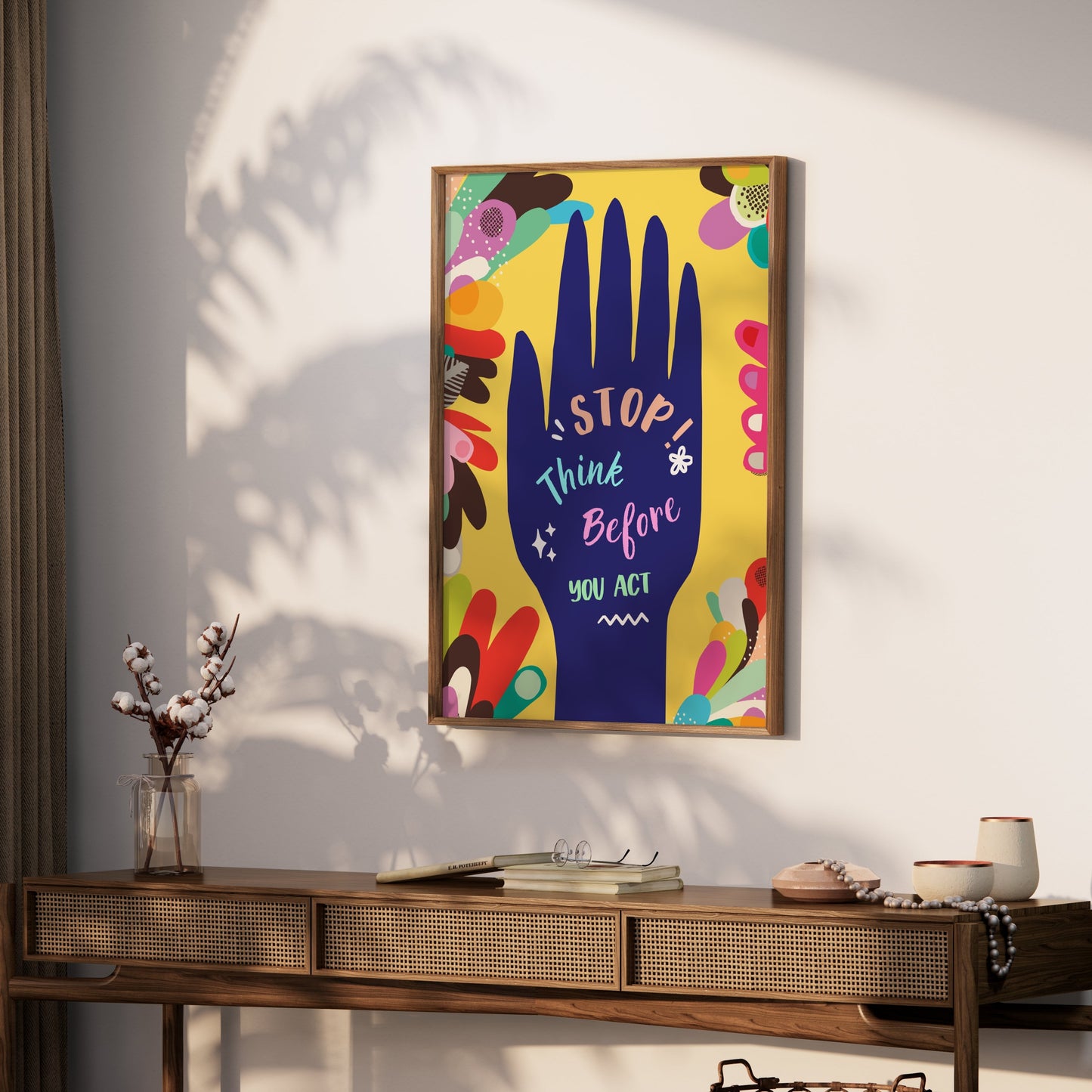 Premium Poster of Motivational Hand Drawing Stop Think Before You Act Posters