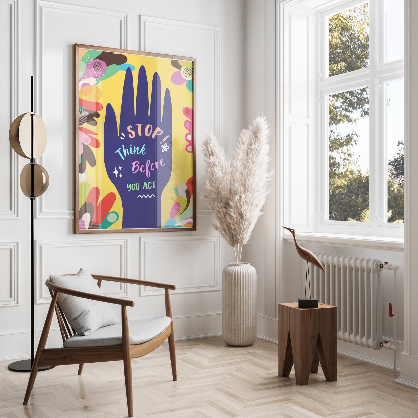 Premium Poster of Motivational Hand Drawing Stop Think Before You Act Posters